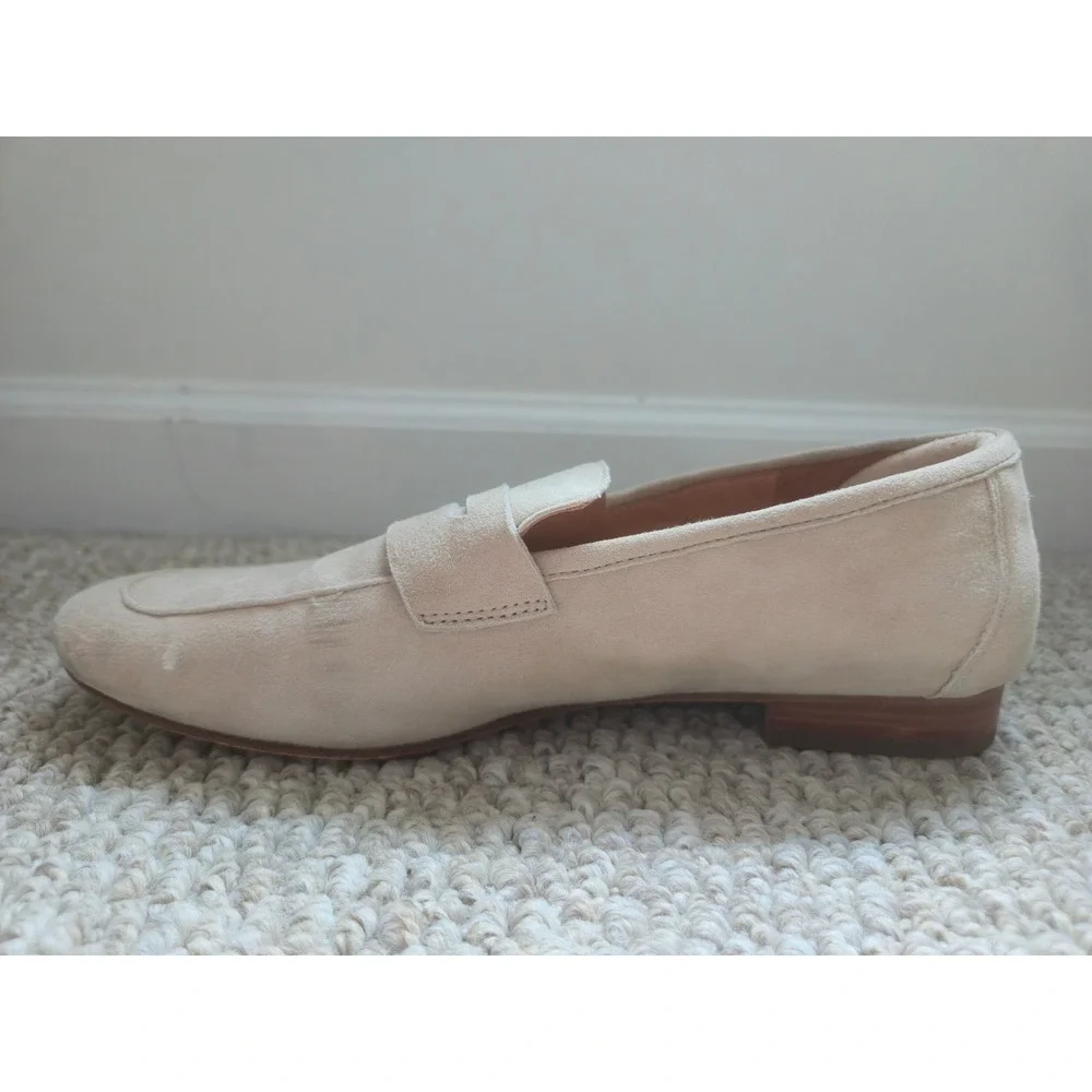Quince Womens Italian Suede Penny Loafers Almond Tan Flats Size 7.5 EUC